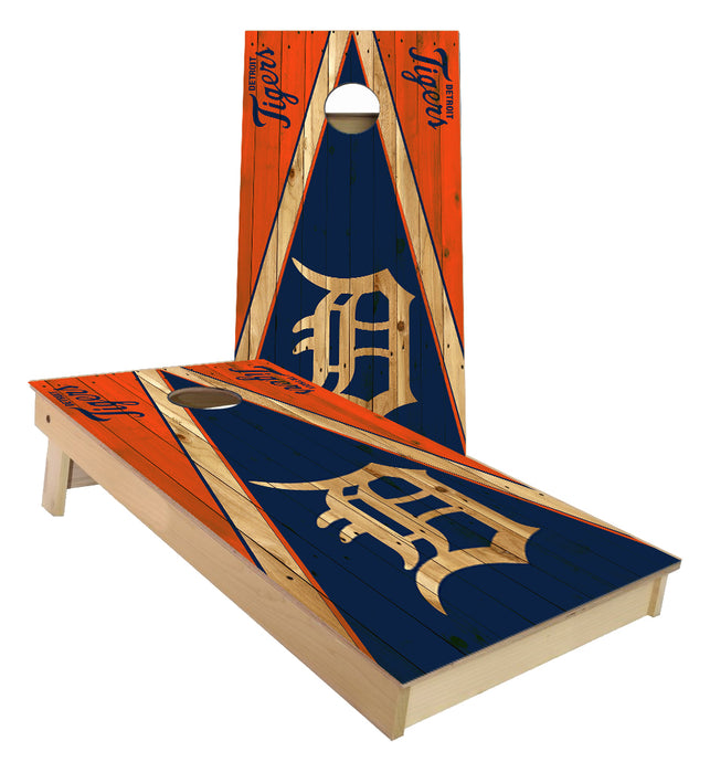 Detroit tigers rustic Triangle theme Cornhole Boards