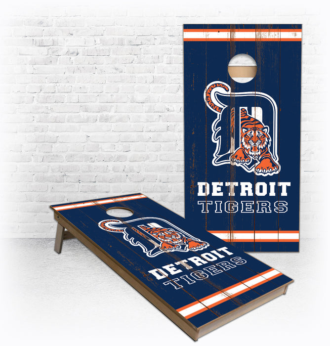 Detroit Tigers Vertical rustic painted look Cornhole boards