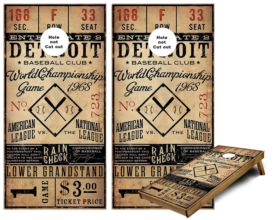 Detroit Baseball club sports ticket stub Cornhole Wraps