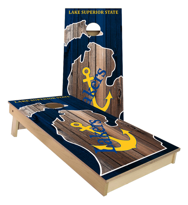 Lake Superior State Michigan outline Cornhole Boards