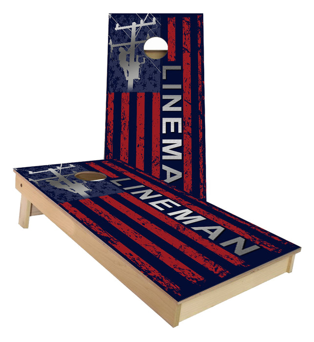 American Lineman Flag cornhole boards