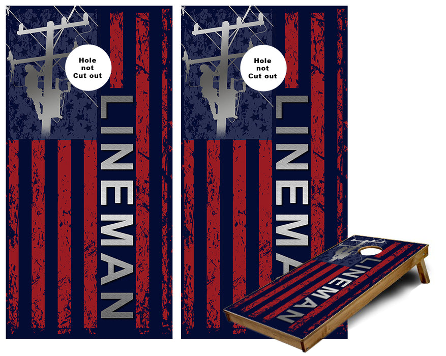 Lineman Flag Cornhole Wraps