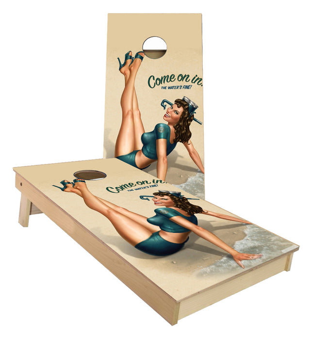 Come on in Pin up Girl Cornhole Boards