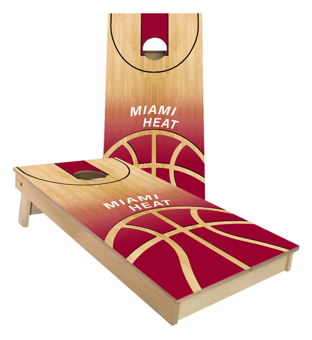Miami Heat Basketball Court Cornhole Boards