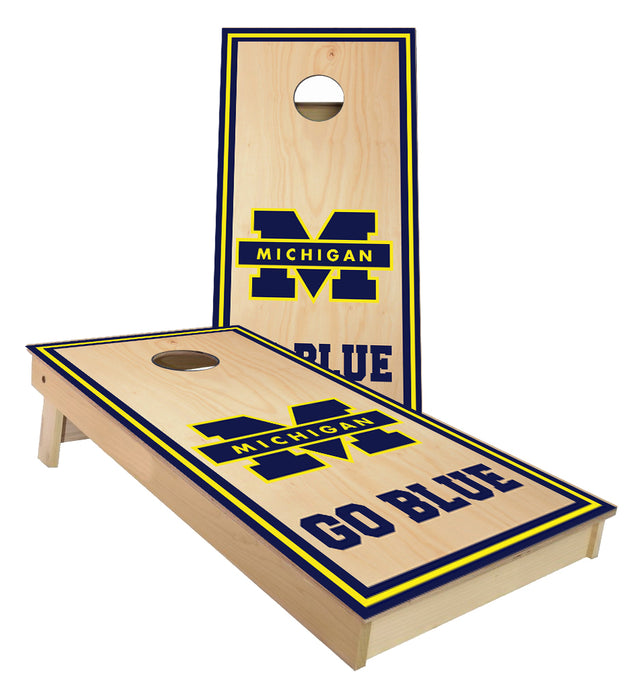 Michigan Go Blue cornhole boards