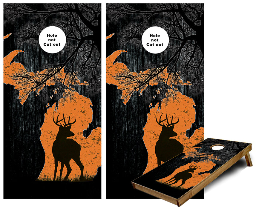 Michigan Hunting Whitetail Deer Buck Cornhole Wraps