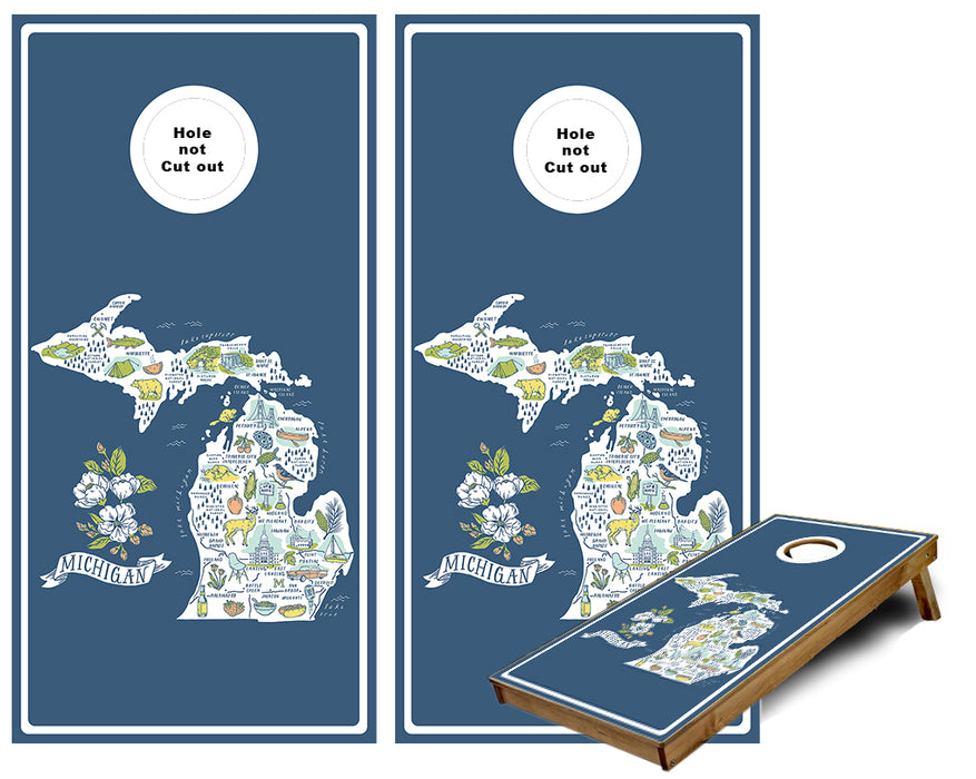 Michigan the Great Lakes State Cornhole Wraps