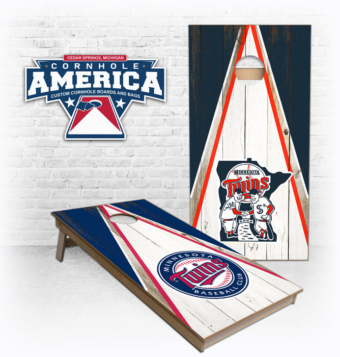 Minnesota Baseball Weathered Triangle Cornhole Boards