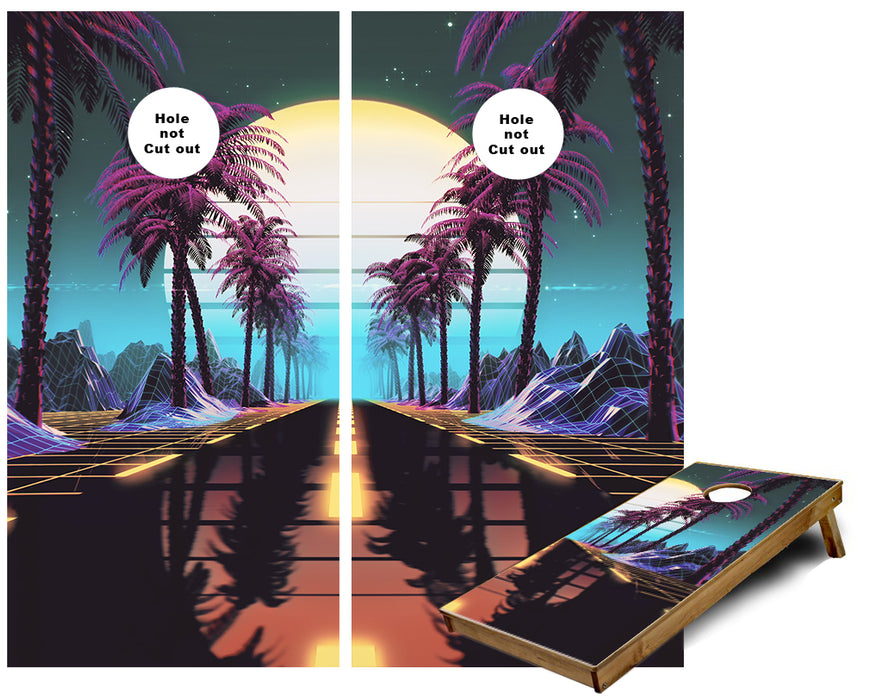 Moon Light Palm Trees Cornhole Wraps