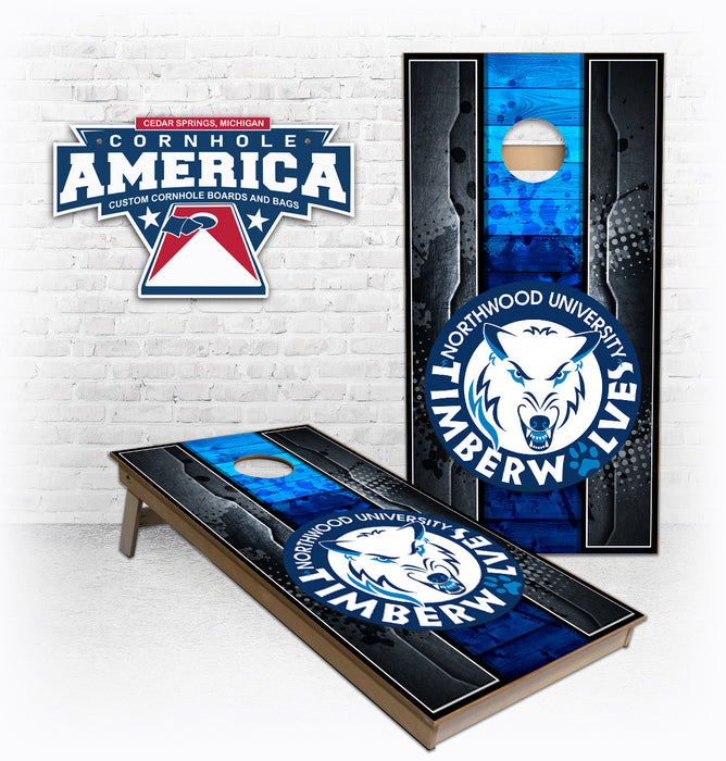 Northwood University Timberwolves cornhole boards