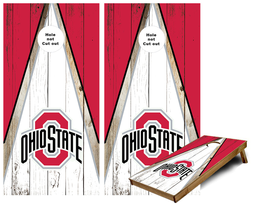 Ohio State Rustic Triangle Cornhole Wraps