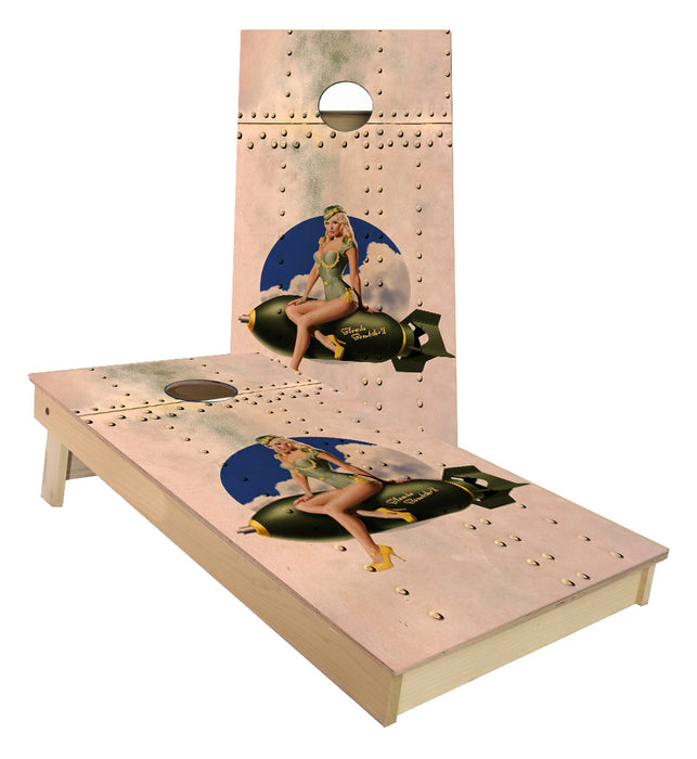 Bomber Girl on Metal Cornhole Boards
