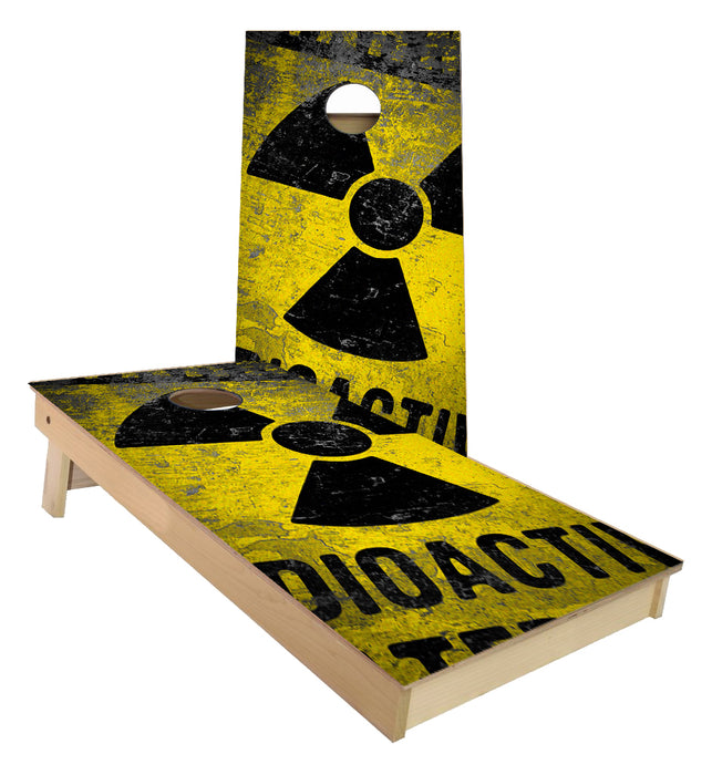 Radio Active Warning cornhole boards