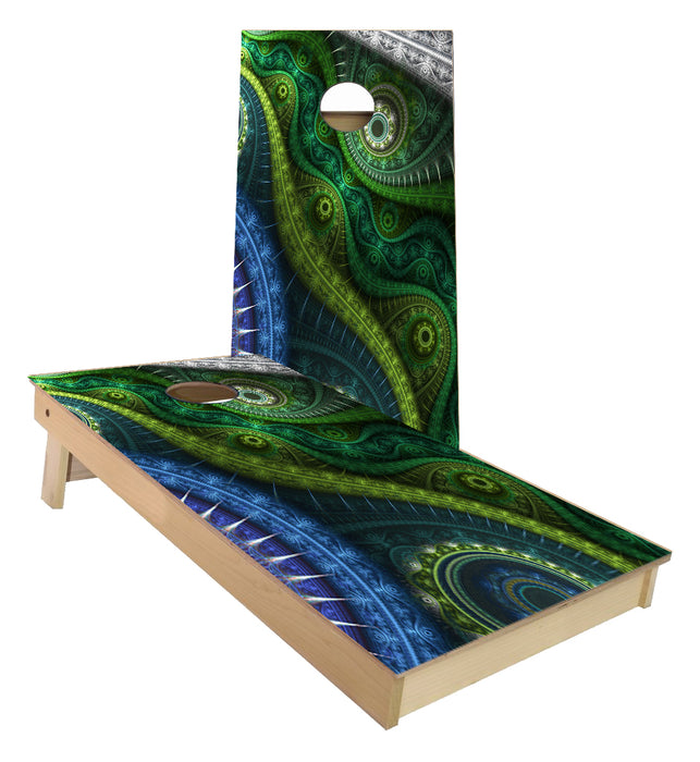 Blue Green Eye design cornhole boards