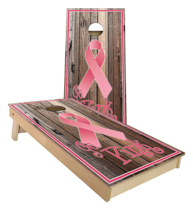 Breast Cancer Awareness Pink ribbon Cornhole Boards