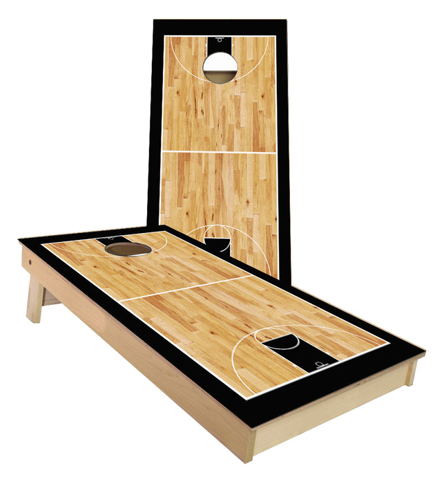 Black Basketball Court Cornhole Boards