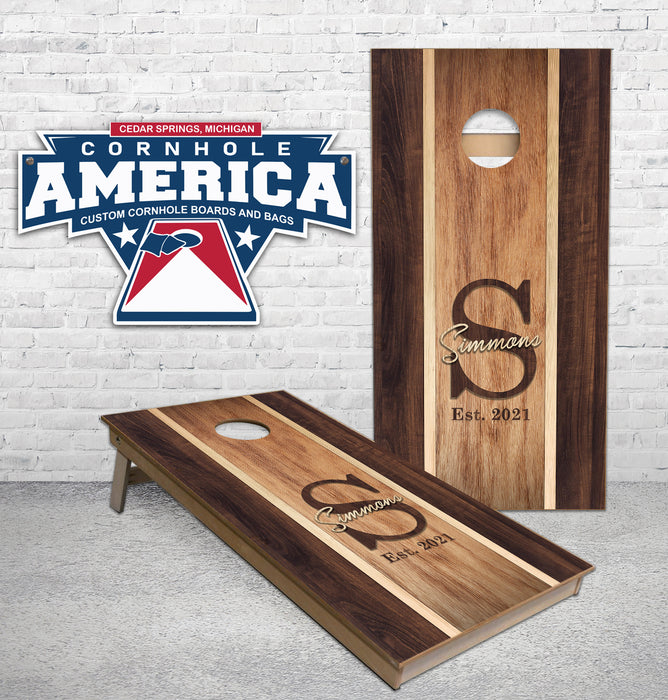 Simmons custom wedding name cornhole boards