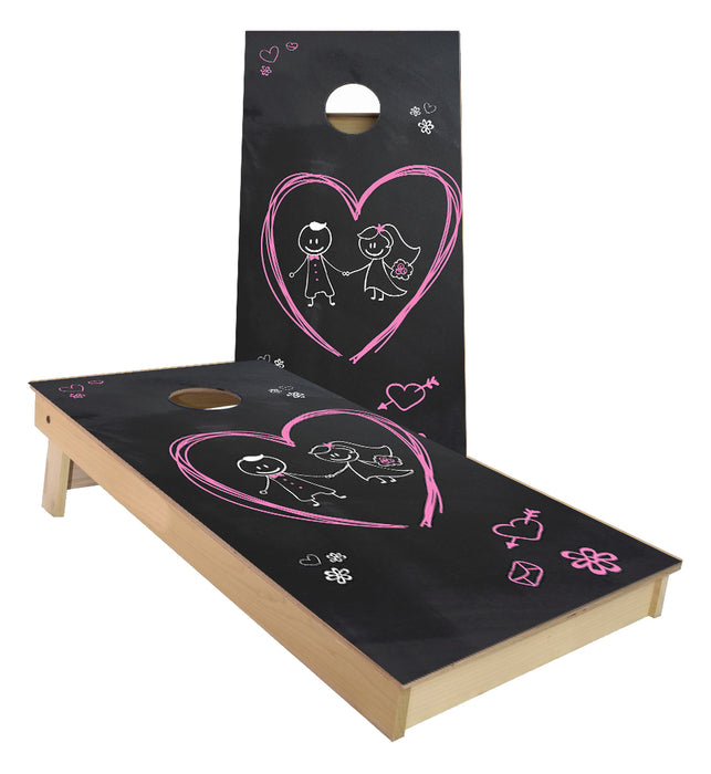 Chalkboard Bride Groom Wedding cornhole boards