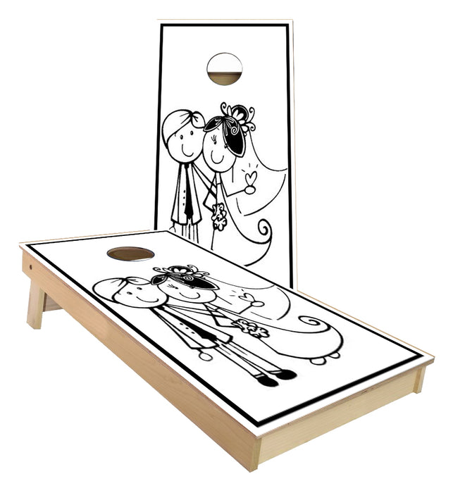 Bride and Groom Sketch cornhole boards