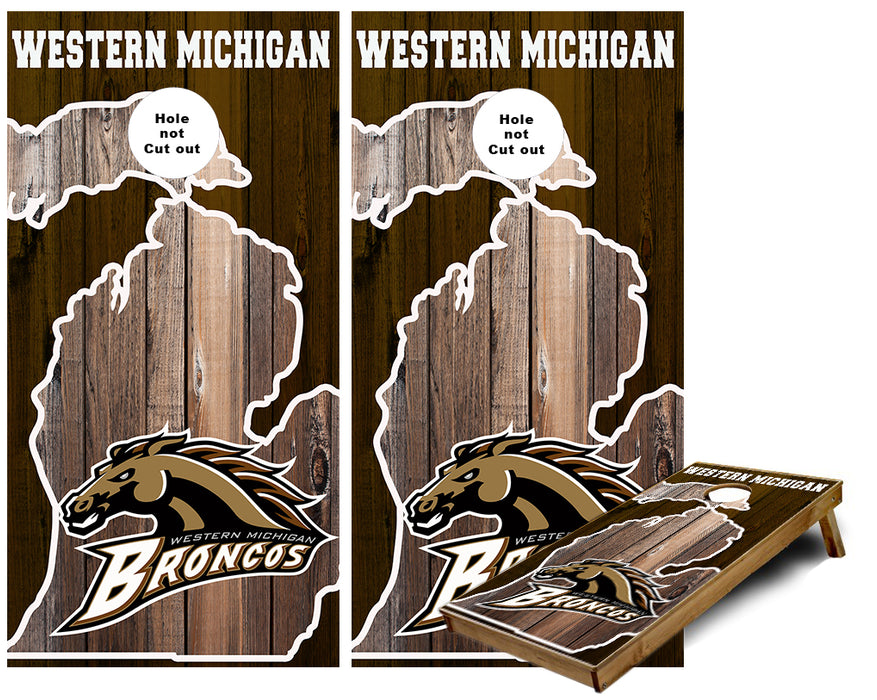 Western Michigan University Broncos Michigan Outline Cornhole Wraps