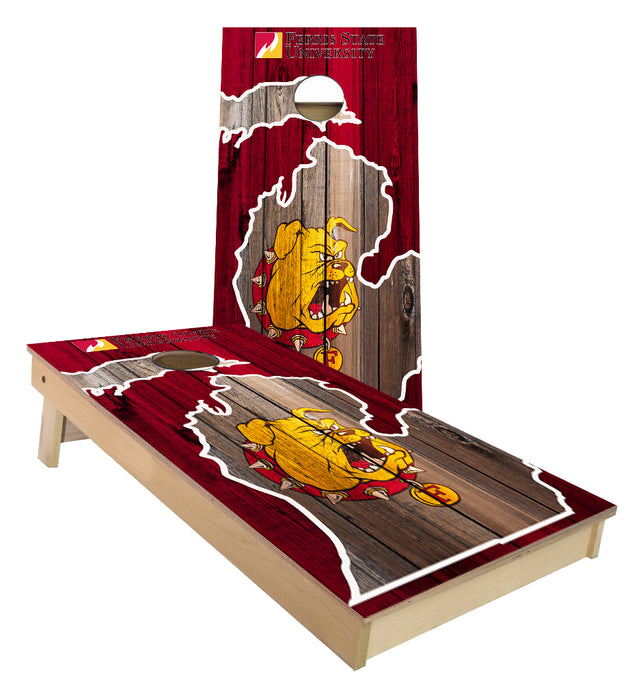 Ferris State University in state outline Cornhole Boards
