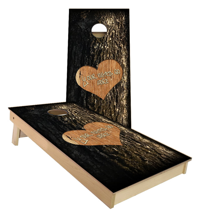 Carved in Wood Custom Wedding cornhole boards