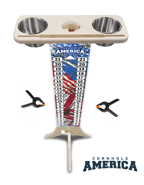 Cornhole America Wooden Score tower with Cup holders and tablet/phone holder
