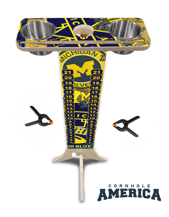 Michigan Wolverines Wooden Score Tower with Cup holders and tablet/phone holder