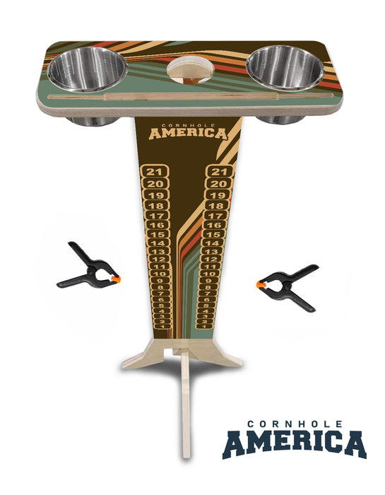 70's Retro design Wooden Score tower with Cup holders and tablet/phone holder