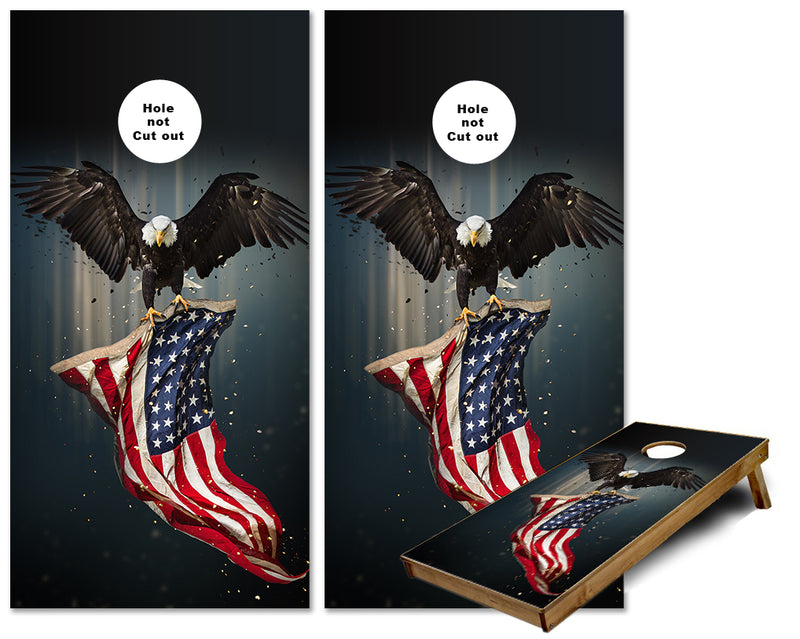 American Eagle carry US Flag Wings spread cornhole wraps
