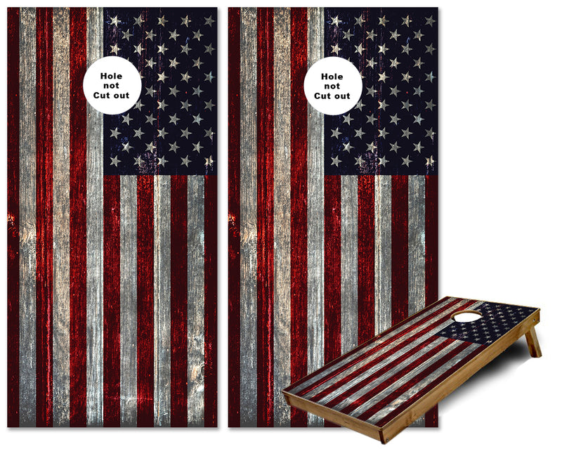 Weathered United States of America US Flag cornhole wraps