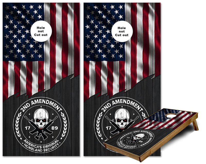 2nd Amendment Jagged Flag cornhole wraps