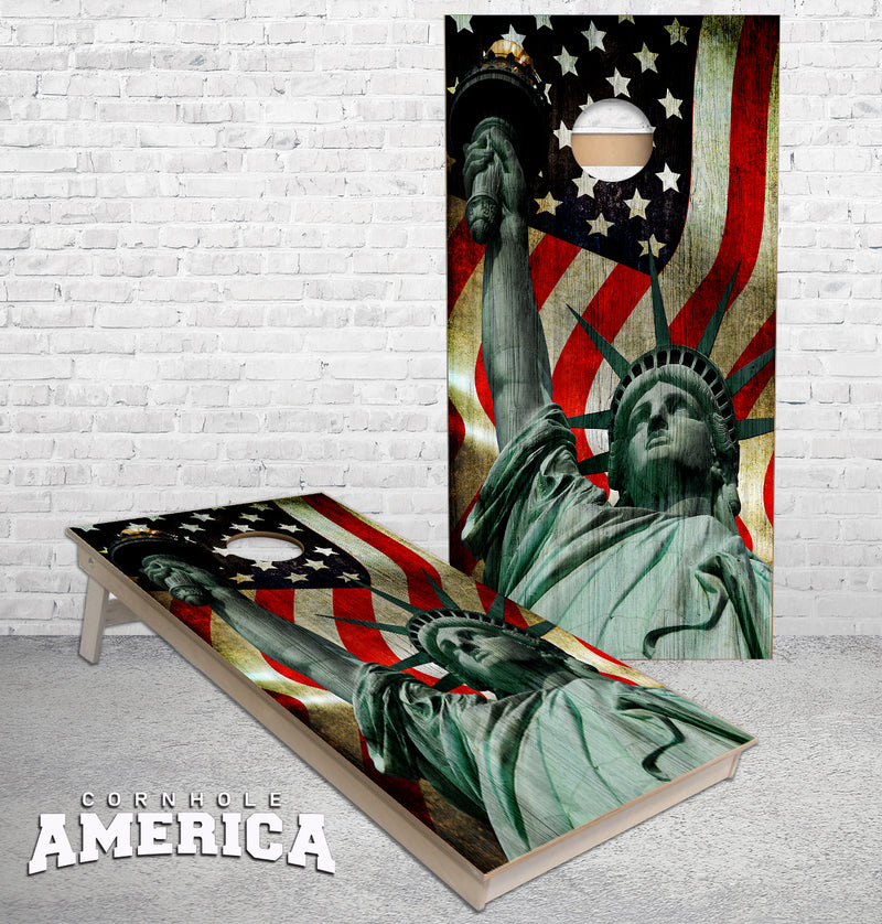Statue of Liberty United State of America Flag cornhole boards