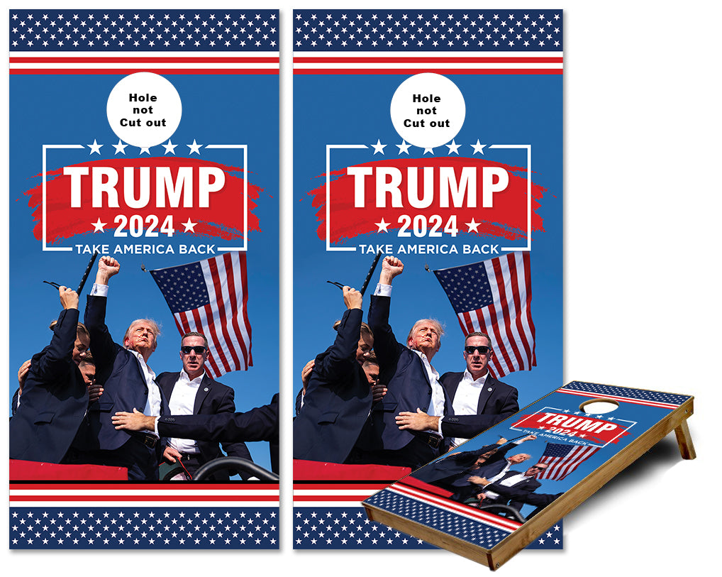 Donald Trump American Iconic Fist Pump Trump 2024 cornhole wraps