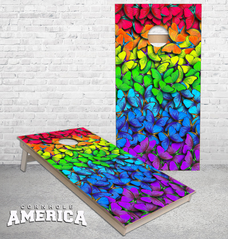 Butterflies Rainbow Colors Cornhole Boards