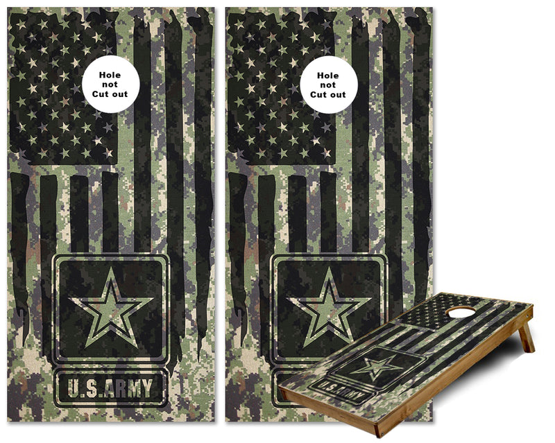 Army US Flag Camo cornhole wraps