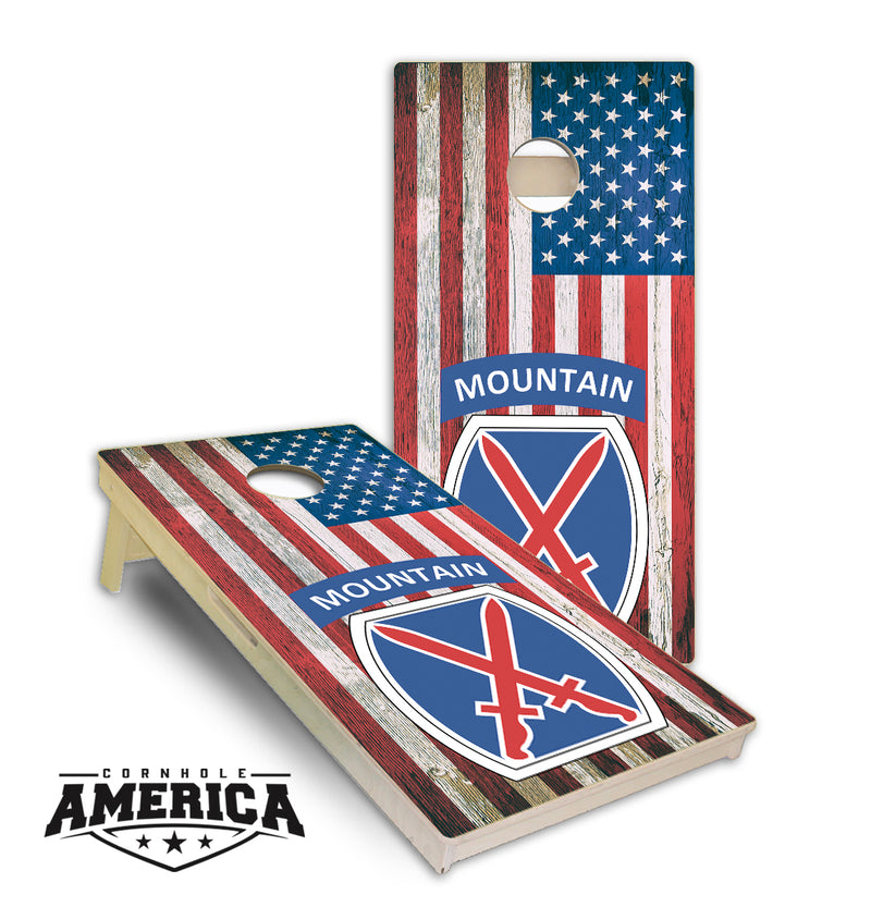 10th Mountain Division US Flag cornhole boards
