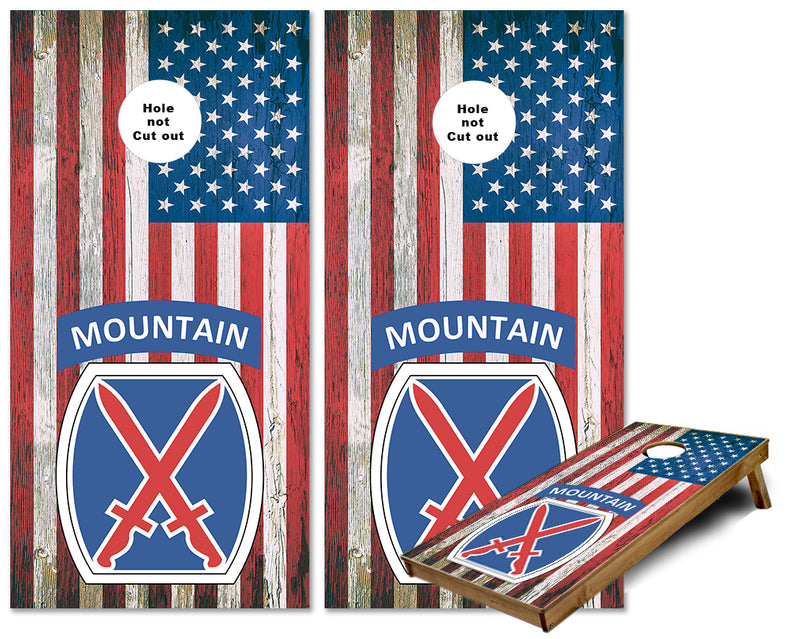 10th Mountain Division US Flag cornhole wraps