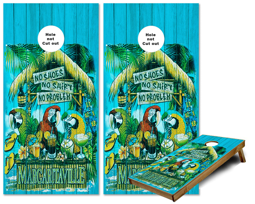 Margaritaville No Shirt No Shoes No Problem Parrot party cornhole wraps