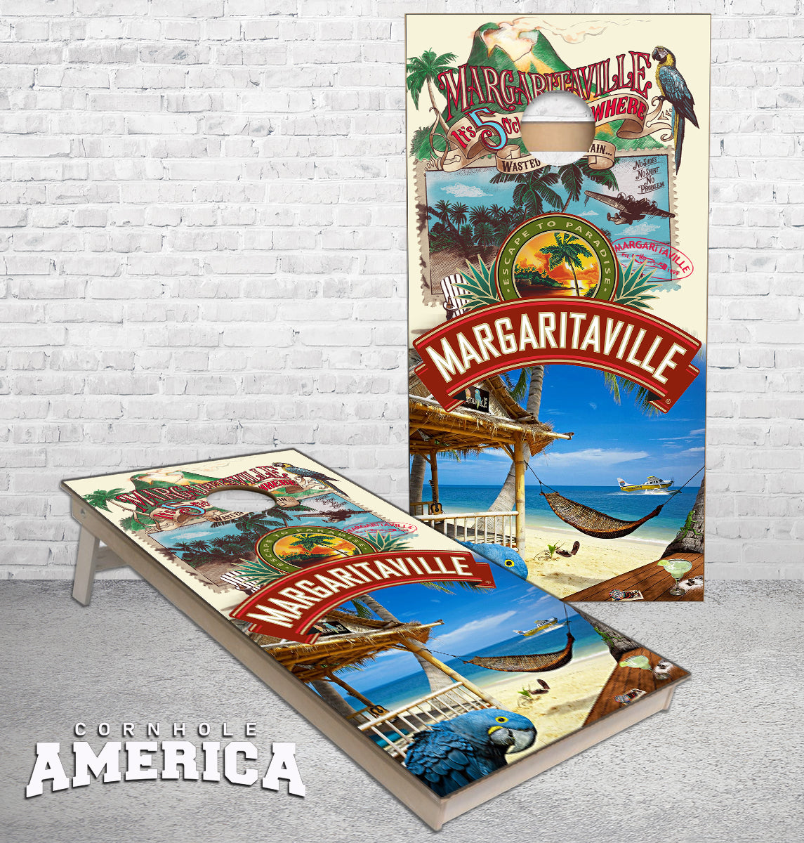 Margaritaville Paradise cornhole boards