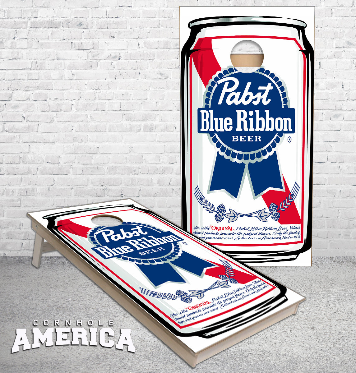 Pabst Blue Ribbon Cornhole Boards | Beer Can Lawn Game Set