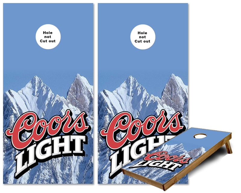 Coors Light Mountains cornhole wraps