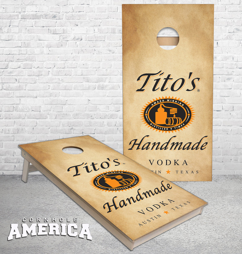 Titos Handmade Vodka cornhole boards