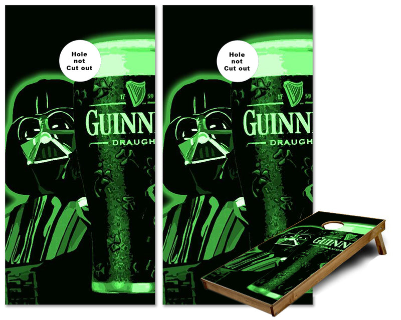 Darth Vader and Guinness glowing cornhole wraps