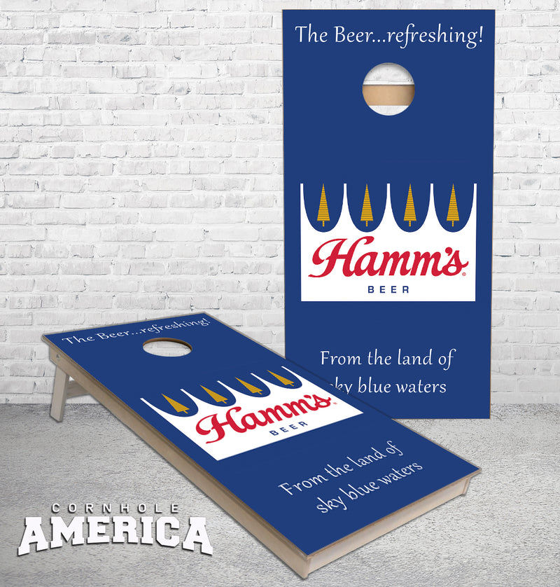 Hamms Beer cornhole boards