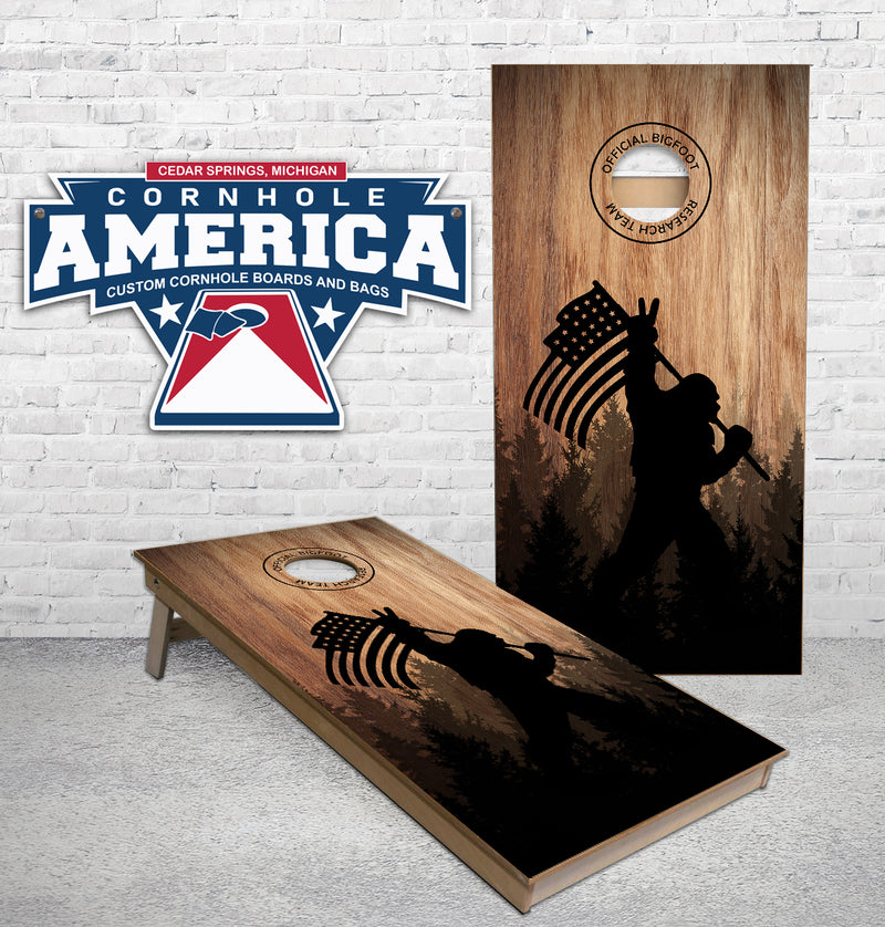 Bigfoot US Flag  Cornhole Boards