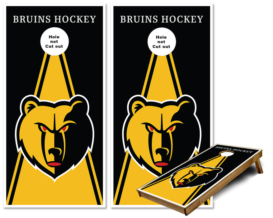 Bruins Hockey triangle cornhole wraps