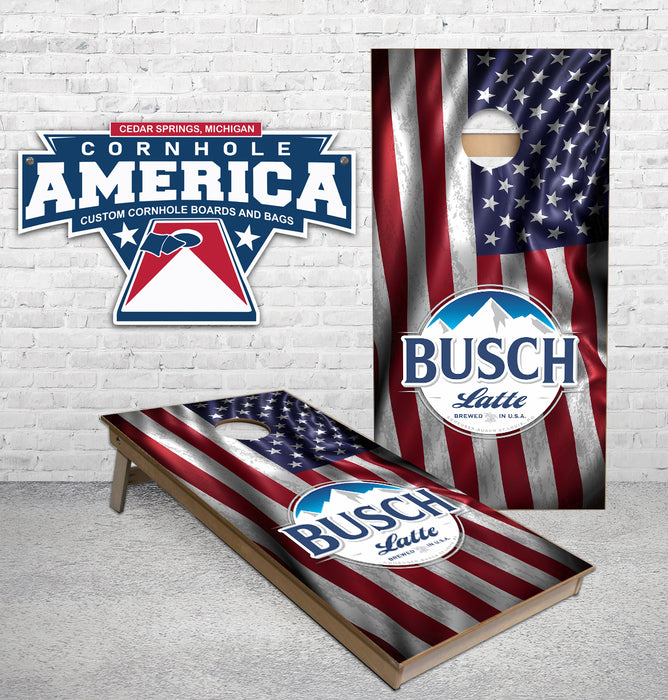 Busch Latte American Flag Cornhole Boards