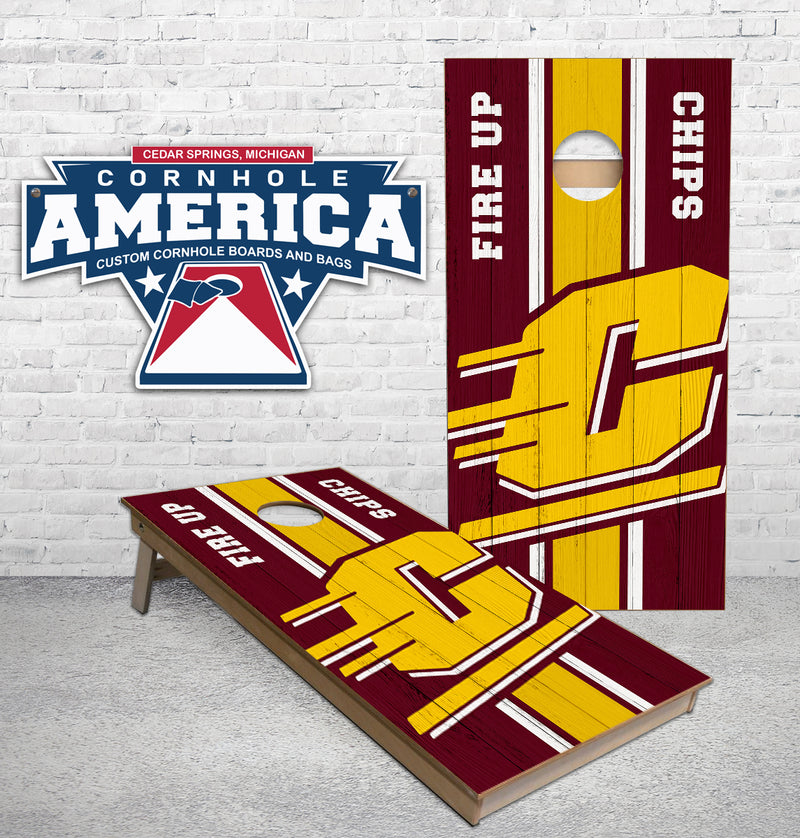 Central Michigan CMU fire up Chips Cornhole Boards