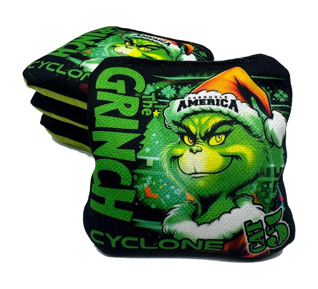 Cyclone CAT 5 Pro Series Cornhole Bags Christmas Grinch limited Editio